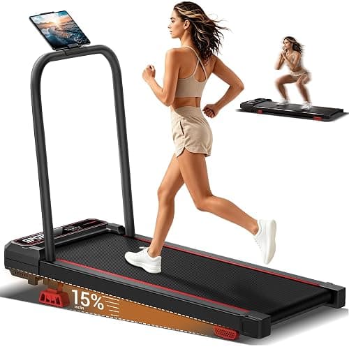 Walking Pad Treadmill with Handle Bar & Vibration Plate | 15% Incline, Compact, 3 Vibration Models, 3.0HP Motor, 265LBS, Remote Control & LED Screen - Image 1
