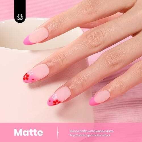 Beetles Pink Gel Nail Polish, 15ML Light Pink Nail Gel Polish Solid Color Soak Off UV LED Lamp French Gel Polish Colorful Bottle Manicure Gifts for Women First Crush thumbnail 3