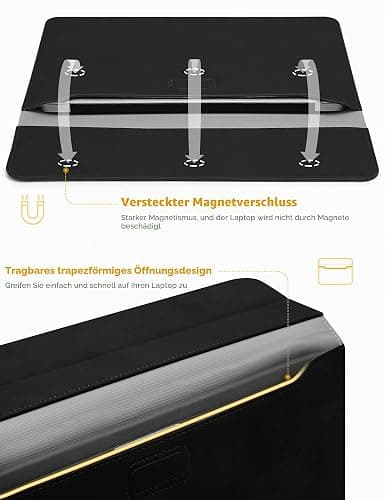 HYZUO 13 Zoll Laptoptasche mit Ständer für MacBook Air, Schwarz | für MacBook Air 13 M5-M1, 2026 13" MacBook Neo, 2026-2016 MacBook Pro 13 M2 M1, iPad Pro/Air 13, Surface Pro 12-3, XPS 13 thumbnail 4
