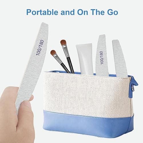Nail Files (12 Pack), 100/180 Grit Wooden Emery Board Nail File Double Sided Wood Emory Fingernail Files for Natural Nails Professional Reusable Manicure Pedicure Curved thumbnail 5