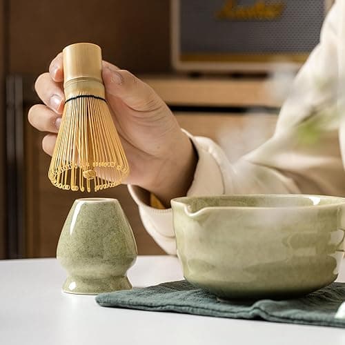 CAMATET Matcha Bowl with Spout, 500 ml/18 oz Ceramic Matcha Mixing Bowl, Japanese Ceremonial Matcha Chawan for Matcha Powder/Salad/Fruit/Soup/Tea - Wave Style Matcha Bowl thumbnail 5