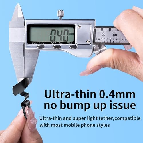saxsion Phone Charm Holder, Mini Metal Tether Tab - Ultra Thin Stainless Steel Lanyard Patch for iPhone, Universal Wrist Strap & Crossbody Lanyard Clip (Fashion Silver+black) thumbnail 5