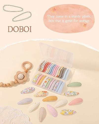 doboi 40Pcs Toddler Hair Clips Hair Barrettes Baby Girls Hair Bows Clips Floral Print Non Slip Snap Hairpins Flower Hair Clips for Girls Kids Toddler Hair Accessories thumbnail 2