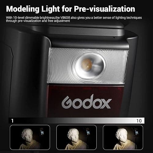 Godox V860III-C Camera Flash for Canon Camera Flash Speedlite Speedlight Light,2.4G HSS 1/8000s,480 Full-Power Flashes,7.2V/2600mAh Li-ion Battery,0.01-1.5s Recycle Time,10 Levels LED Modeling Lamp - Godox V860III-C Flash for Canon Cameras thumbnail 2