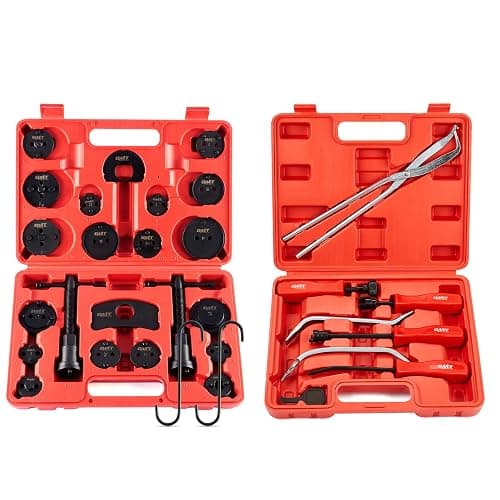 Orion Motor Tech Disc Brake Pad and Caliper Service Tool Kit with Case & 8pc Drum Brake Tool Kit, Drum Brake Tool with Drum Brake Spring Tool, Bundle - Image 1