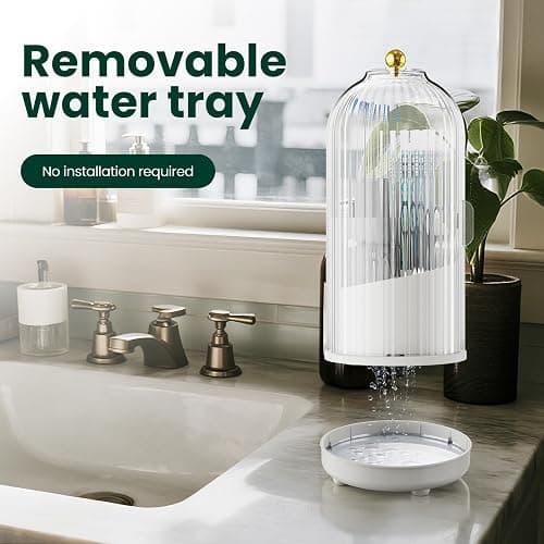 Toothbrush Holders with Cover, Rotating Toothbrush Holder, with Dustproof Transparent Cover and Drainage, Multi-Purpose Storage for Bathrooms, Makeup Brushes, for Students, Office & Vanity Use thumbnail 3