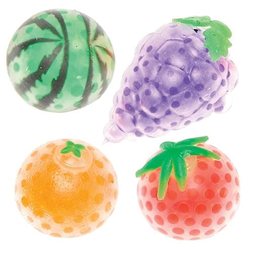 Baker Ross FN104 Squeeze Bead Fruit - Pack of 4, Rubber Toys, Jelly Toys for Kids, Party Bag Fillers - Image 1