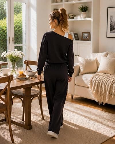 Kxuryueo Tween Girls Clothes Off The Shoulder Sweatshirt and Wide Leg Sweatpants Sweatsuit Size 7-14 thumbnail 6