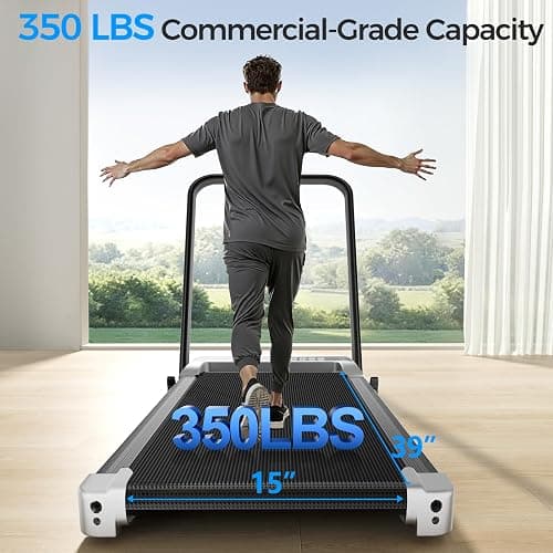 Walking Pad Treadmill with 8% Incline for Home Office,3.0HP Low Noise Portable Folding Under Desk Treadmill with Remote Control,Jogging Running Machine,350 Lbs Capacity,LED Display,Handle Bar thumbnail 3