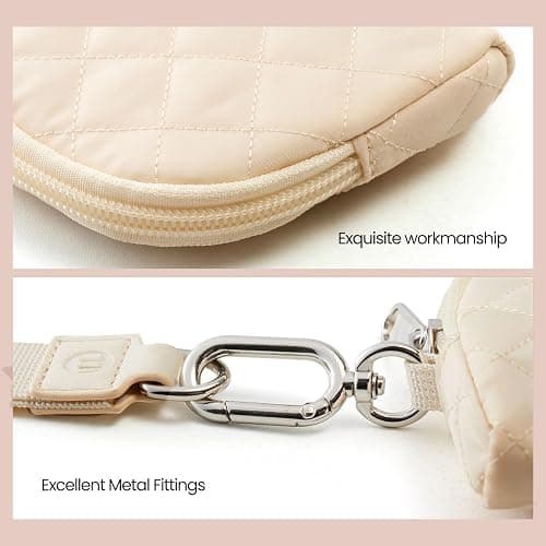 Mini Dual Pouch Wristlet Wallet for Women – Zip Around wristlet Keychain Wallet with 2 Wristlets, Ideal for Dog Walking, Coffee Runs & Lunch Break Essentials (Beige+Khaki) thumbnail 6