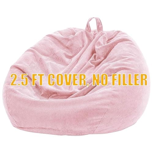 Nobildonna 2.5 ft Bean Bag Chair Cover,Pink 200L | No Filler Washable Stuffed Animal Storage Beanbag Chair Cover 74" Extra Large Opening Premium Corduroy Bean Bag Cover thumbnail 2