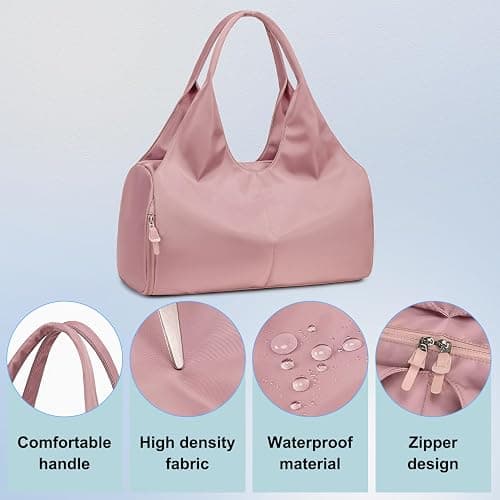 Forestfish Yoga Gym Bag For Women With Shoes Compartment & Wet Dry Storage Pockets Lightweight Duffel Bag, Pink thumbnail 4