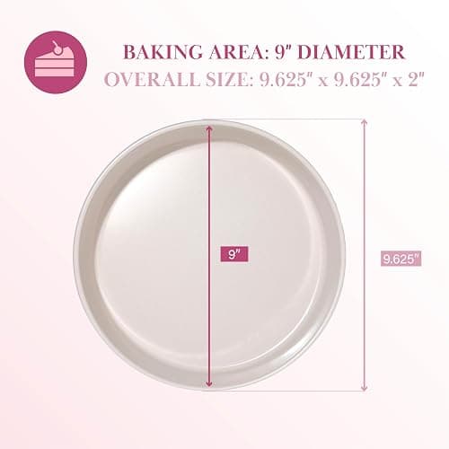 Paris Hilton Nonstick Carbon Steel Bakeware Collection, 9-Inch Round Cake Pan, Dishwasher Safe, Made without PFOA and PFAS, Pink Cream Two-Tone thumbnail 2