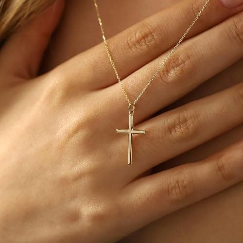 MONOZO Cross Necklace for Women，14K Gold Plated Cross Necklace Layered Gold Cross Necklace Tiny Sideway Cross Choker Necklace Gold Cross Necklaces for Women Trendy Gold Jewelry Gifts for Women Trendy thumbnail 3