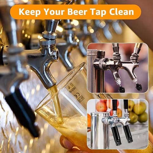 Beer Faucet Cap Keg Tap Brush, 4Pcs Beer Tap Plugs & 4Pcs Kegerator Tap Cover for Most Standard American Beer Faucets thumbnail 4