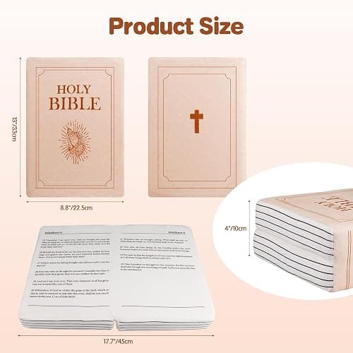 BXIZXD Bible Pillow Book Plush That Opens, Cozy Faith Bible Plushies, for Kids Adults Christian Gifts, Decoration for Bedrooms, Living Rooms (Pink) thumbnail 3