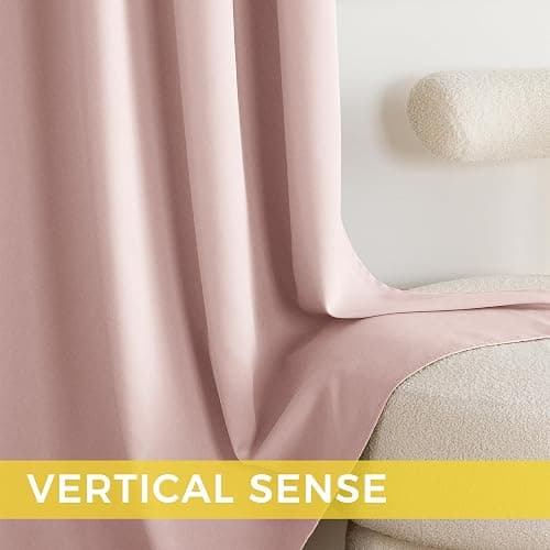 NICETOWN Blush Pink Blackout Curtains 63 Inches Long 2 Panels for Girls Room, Bedroom, Nursery Thermal Insulated Blackout Drapes Solid Grommet Noise Reducing Window Curtains, W40 thumbnail 4