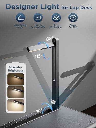 SAIJI Lap Desk with LED Light, Portable Laptop Tray with Cushion - Fits Up to 17" Laptops & MacBook, Lap Table Stand for Bed and Couch, Lap Desk for Writing and Reading thumbnail 3