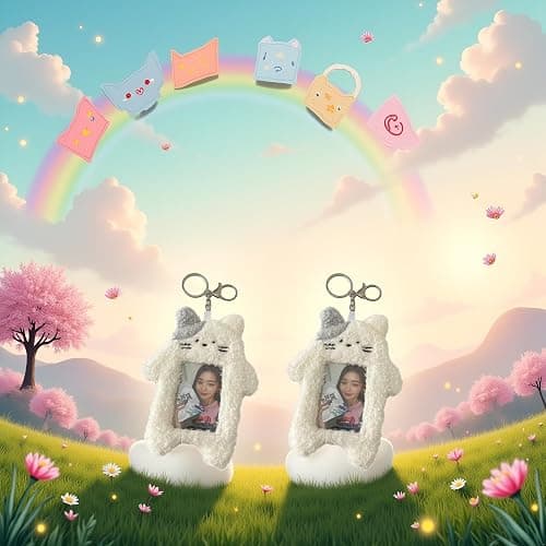 2Pcs White Photocard Holder,Cartoon Plush Photocard Holder Outdoor Girl Korean Style ID Card Cover Protective Case Card Sleeve Student Rabbit Identification Badges Supplies, Office and School Supplies thumbnail 7