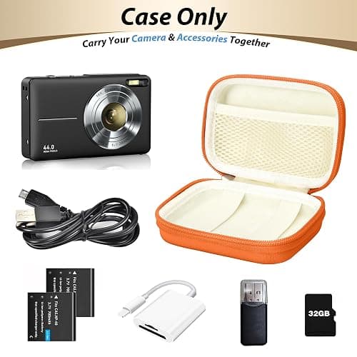 Linpr Digital Camera Case for CAMKORY, KODAK PIXPRO FZ45/FZ55, Canon IXUS 285 HS, Lecran, Small Travel Compact Camera Holder with Mesh Pocket for Accessories SD Card (Orange) thumbnail 4