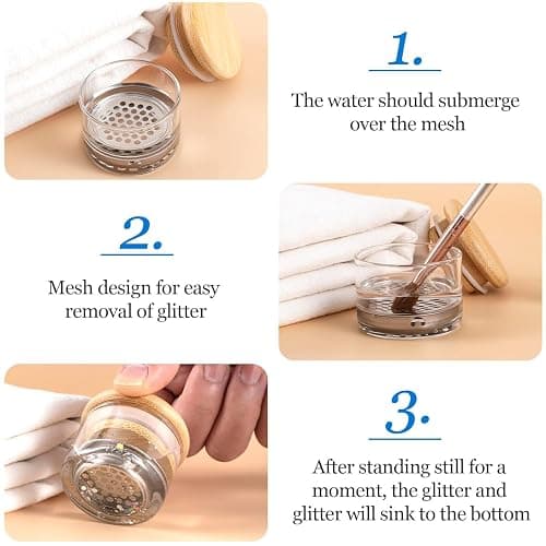 Nail Art Brushes Washing Cup, Nail Glitter Removal Cup, Monomer Holder, Nail Art Acrylic Liquid Powder Removal Cup, Nail Brush Cleaner Dappen Dish with Lid, Easy Cleaning Portable Mesh Layered thumbnail 3