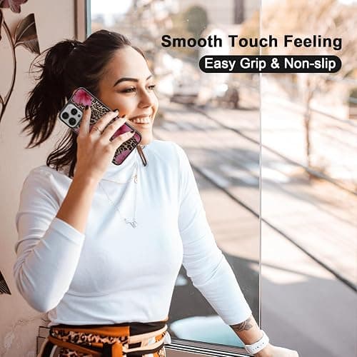 Axulimin Cute Pink Hibiscus Flowers Leopard Cheetah Print Aesthetic Phone Case for iPhone 15 Pro Max Case for Women Girls -6.7Inch thumbnail 6
