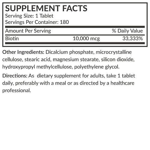 Futurebiotics Biotin 10,000 MCG High Potency Tablets Supports Healthy Hair, Skin & Nails & Energy Production, Non-GMO, 180 Vegetarian Tablets thumbnail 8