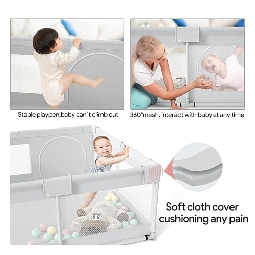 Baby Playpen, 47x47in Small Play Pen,Toddler Playpen for Apartment,Play Yard,Activity Fence, Extra Large Baby Playard thumbnail 3