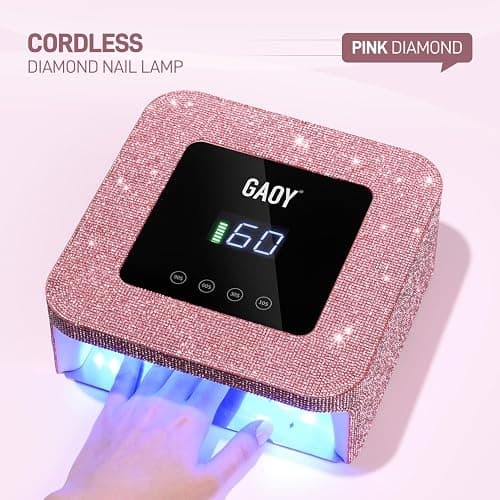 GAOY Cordless UV LED Nail Lamp for Gel Nails, Rechargeable UV Light, Professional Nail Dryer with 4 Timers, Automatic Sensor and Sensitive Mode for Fast Curing, Pink Diamond thumbnail 2
