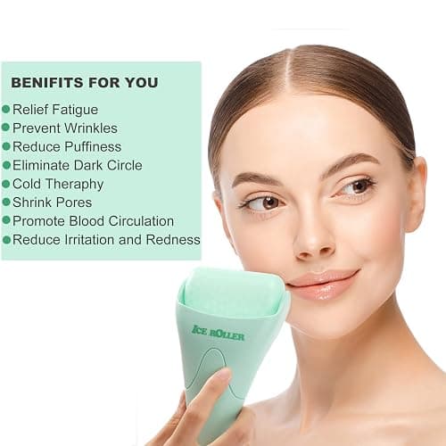 Ice Roller for Face and Body Massage, Facial Roller Skin Care Tool for Reduce Wrinkles and Puffiness, Migraine Pain Relief and Skin Tighten, Cold Therapy for Cooling and Calming(Green) thumbnail 2