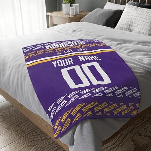 ANTKING Minnesota Throw Blanket Custom Name and Number Blanket for Men Women Boy Gifts thumbnail 5