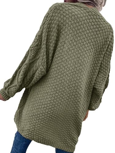 Dyexces Womens Oversized Cardigan Sweaters Open Front Cable Knit Lantern Long Sleeve Chunky Outwear Coats thumbnail 3
