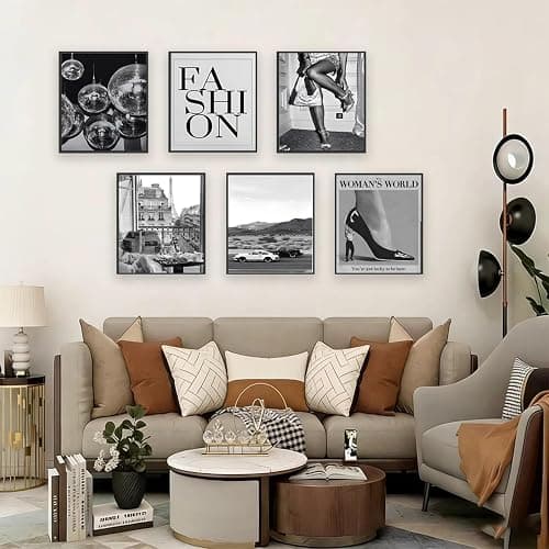 Liacxony Vintage Black and White Trendy Wall Art Fashion Feminist Decor Disco Ball Fast Cars Parisian Vintage Posters for Apartment, Bedroom & Dorm Room 8x10 inch Unframed thumbnail 4