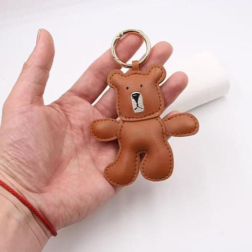 Fashin Bear Keychain, Cute Bears Charm for Purse Handbags Bag Accessories PU Key Charms thumbnail 3
