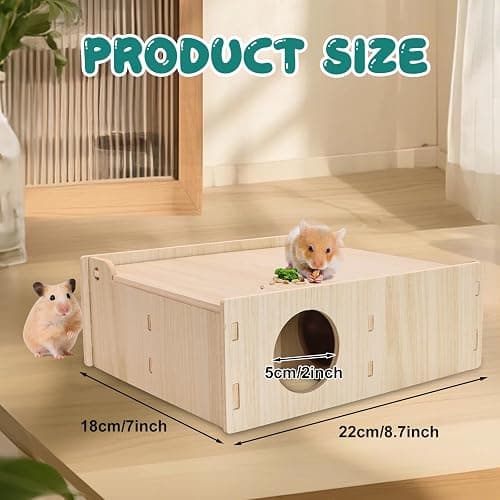 Yasdyri Hamster and Mouse Wooden Tunnel Cage Secret Peep Shed Chamber Hideout & Tunnel Exploring Toys thumbnail 6