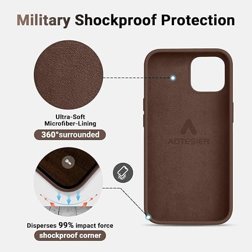 AOTESIER Shockproof Designed for iPhone 12 Pro Max Case, Liquid Silicone Phone Case with [Soft Anti-Scratch Microfiber Lining] Drop Protection 6.7 inch Slim Thin Cover, Chocolate thumbnail 4