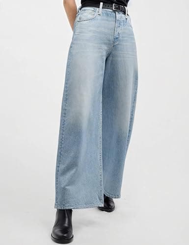 1901 SOCIETY Women's Wide Leg Jeans Look Like Denim Cotton Terry Pull-On Print Denim Sweatpants with Elastic Waistband thumbnail 5