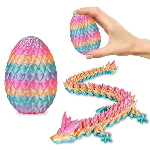 Small Dragon Eggs with Dragon Inside, 3D Printed Surprise Funny Gifts for Kids, Articulated Dragon Fidget Toys for Adults, Executive Desk Toys Office Room Décor (Pastel Rainbow) - Image 1