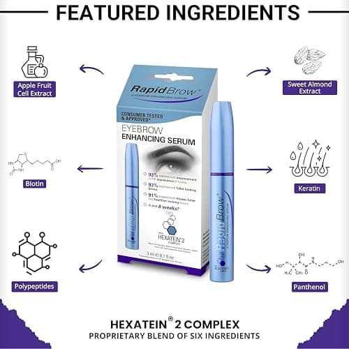 rapidBrow Eyebrow Enhancing Serum 3 mL - Hydrating Hair Serum for Visibly Thicker-Looking Brows with Hexatein 2 Complex thumbnail 4