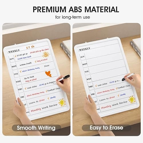 MaxGear Weekly Dry Erase Calendar Board, 11" x 17" Magnetic Whiteboard | Double-Sided Wall Planner: Weekly Calendar on One Side, Blank Whiteboard on The Other, Includes 3 Color Markers and Magnets thumbnail 5