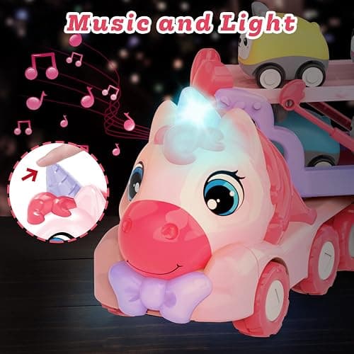seveclotree 7 in 1 Carrier Truck Toy Cars for Toddlers 1-3, With Lights & Music, Toddler Toys Age 2-4, Gifts for 1 2 3 Year Old Girls Birthday thumbnail 4