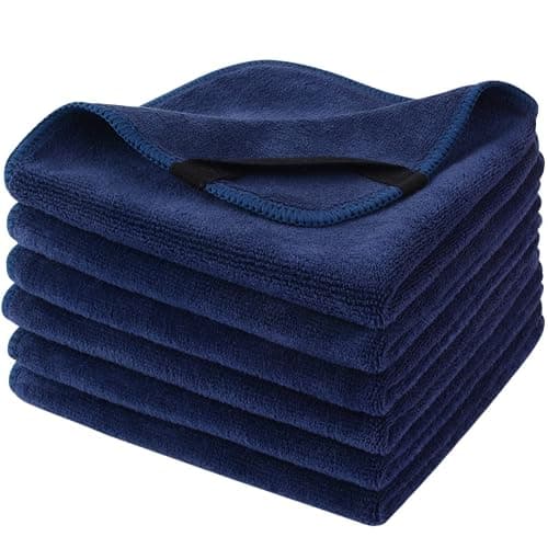 SINLAND Microfiber Facial Cloths Fast Drying Washcloth 12inch x 12inch (6pack, Navy Blue) - Image 1