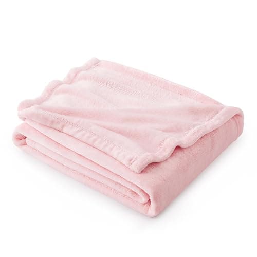 Bedsure GentleSoft Pink Fleece Throw Blanket for Couch - 300GSM Cozy Soft Blankets for Women, Cute Small Fleece Throws for Girls, Pink Home Decor Gifts, 50x60 Inches - Image 1
