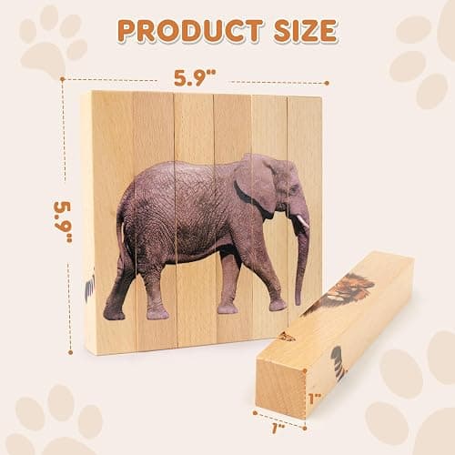 Wooden Puzzles for Toddlers 1-3: Animal Toddler Puzzles for 2-4 Years Old, Montessori Toys Learning Educational Chunky Puzzle, 4-in-1 Safari Animal Wooden Toys for Kids Baby Boys Girls Gifts thumbnail 3