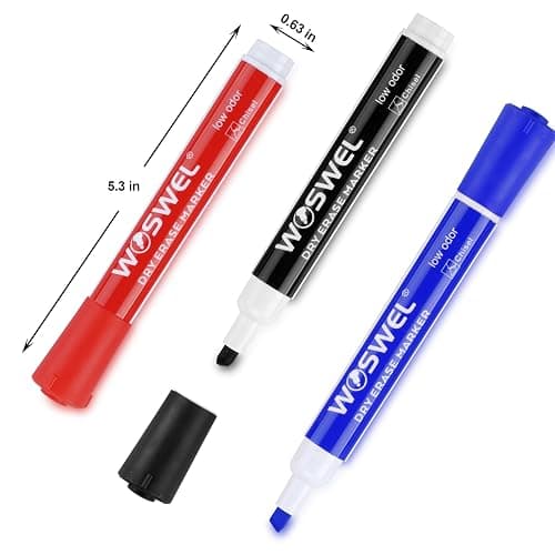 WOSWEL Dry Erase Markers, 60 Bulk Pack, 12 Assorted Colors Chisel Tip Whiteboard Markers, Chisel Point Low Odor Dry Erase Markers thumbnail 3