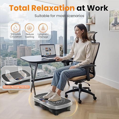 AXV Vibration Plate Fitness Platform Exercise Machine Vibrating Shaking Full Body Shaker Workout Vibrate Stand Shake Board Sport Gym for Weight Loss Fat Burner for Women Men thumbnail 6