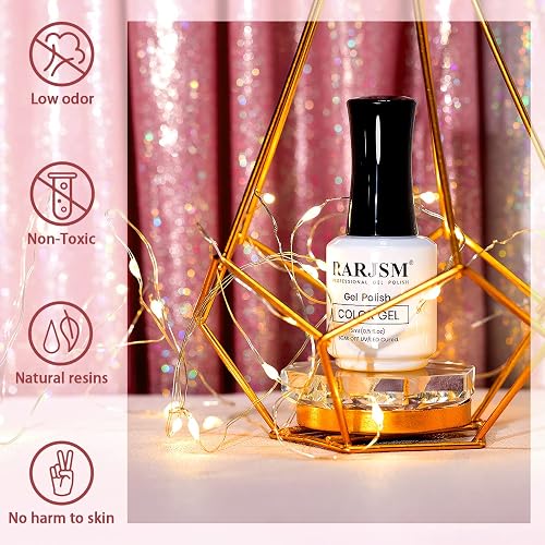 RARJSM Nude Pink Gel Polish Rainbow Glitter Iridescent Shimmer Pigment Jelly Neutral Color Skin Tone 15ml Sparkle Pink Natural Soak off UV LED Cured for Home Salon DIY Nail Art thumbnail 3