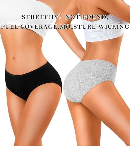 Eiggam Women's Cotton Bikini Panties,High-Cut Full Coverage Stretch Cool Underwear for Women thumbnail 2