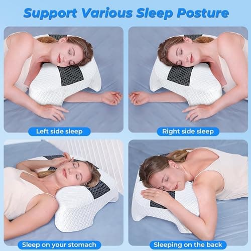 SAHEYER Side Sleeper Pillow with Arm Hole, Upgraded Shoulder Relief System for Neck Pain, Multi-Angle Memory Foam Pillow for Adults Side, Back and Stomach Sleeper Pressure-Free Sleep (Black) thumbnail 4