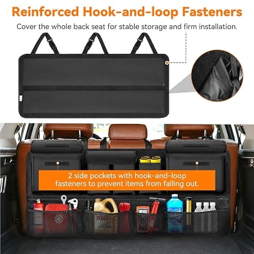 Trunk Organizer for SUV, 43" x 19" Large Capacity Car Organizers and Storage, Backseat Hanging Storage Bag with 10 Pockets, Adjustable & Waterproof Car Interior Accessories for SUV Truck MPV thumbnail 5